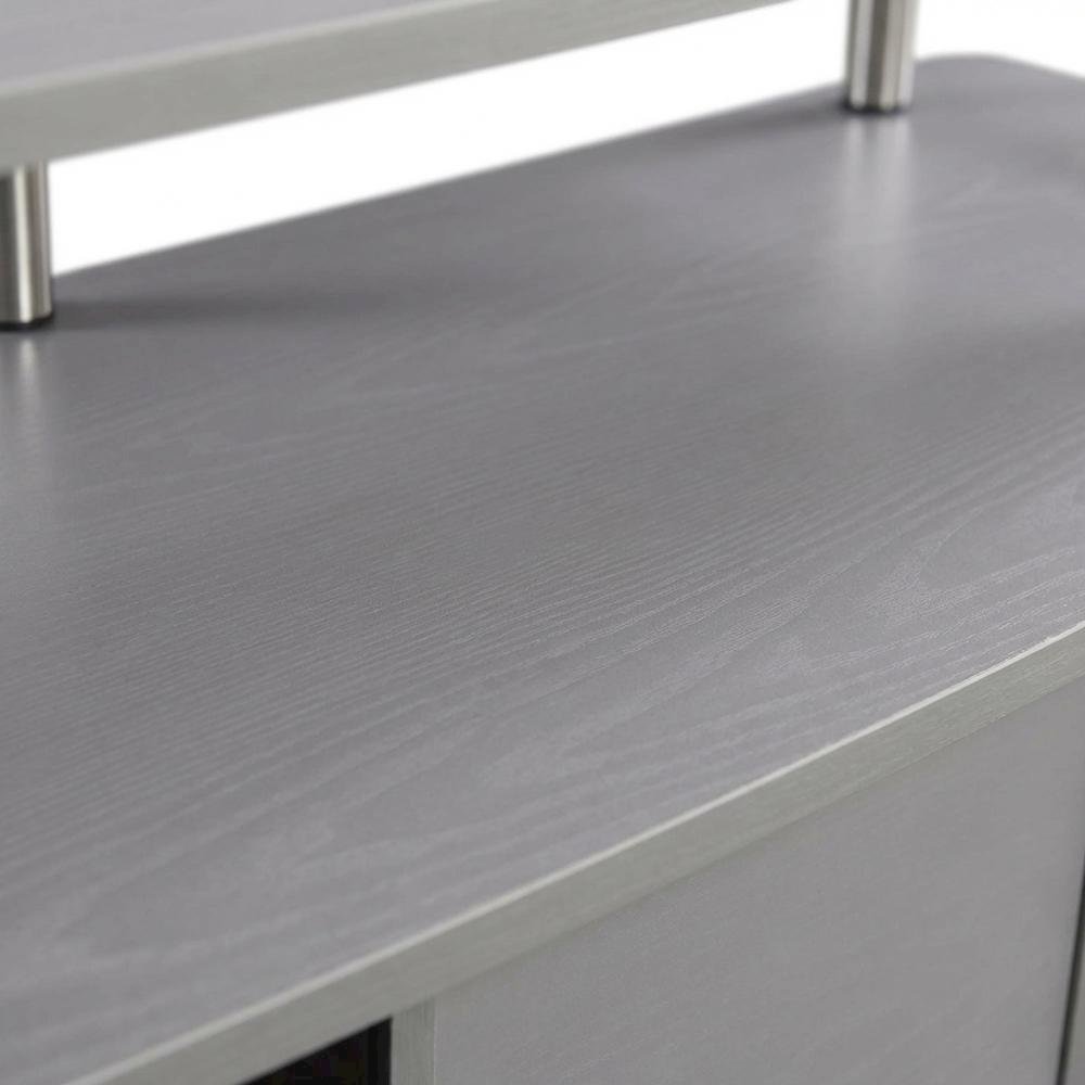Gray TV Stand with 3 Cabinets and Shelf for 55-Inch TVs. Picture 5