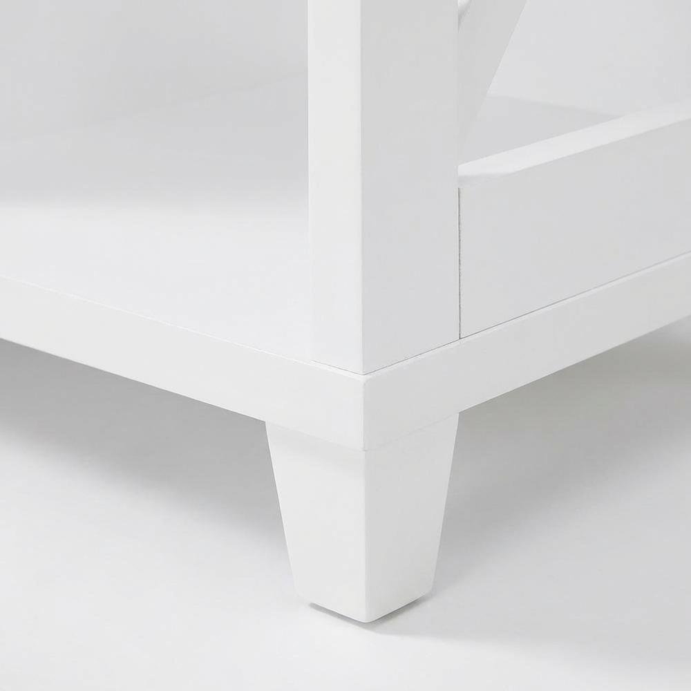 White Oxford Deluxe TV Stand, 2 Drawers, Shelves, Up to 55-Inch Screens. Picture 6