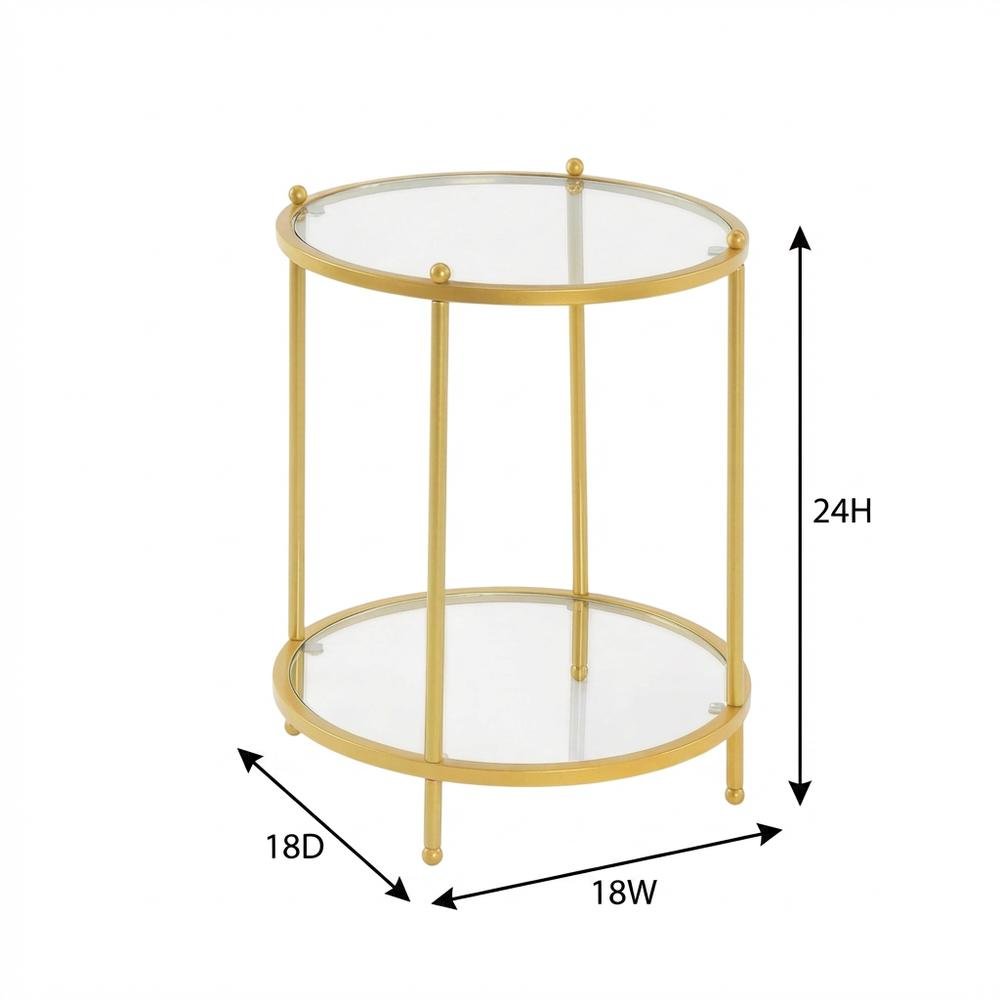 Round Two-Tier End Table with Modern Design and Sturdy Frame. Picture 7