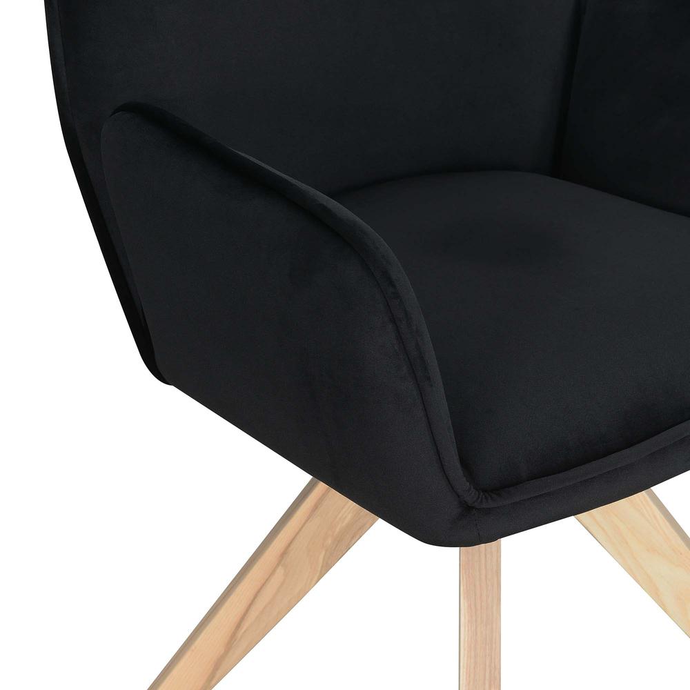 Take a Seat Miranda Swivel Accent Chair, Velvet Black/Natural Wood. Picture 4
