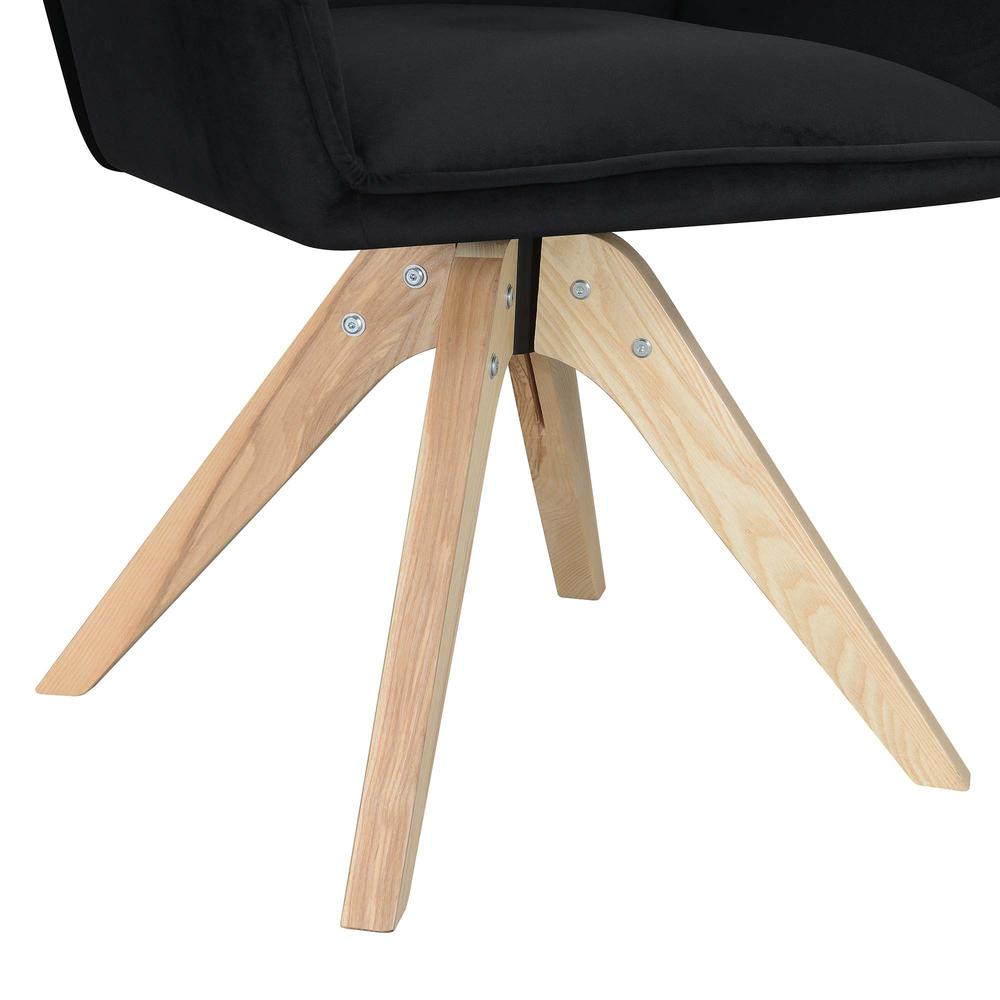 Take a Seat Miranda Swivel Accent Chair, Velvet Black/Natural Wood. Picture 5
