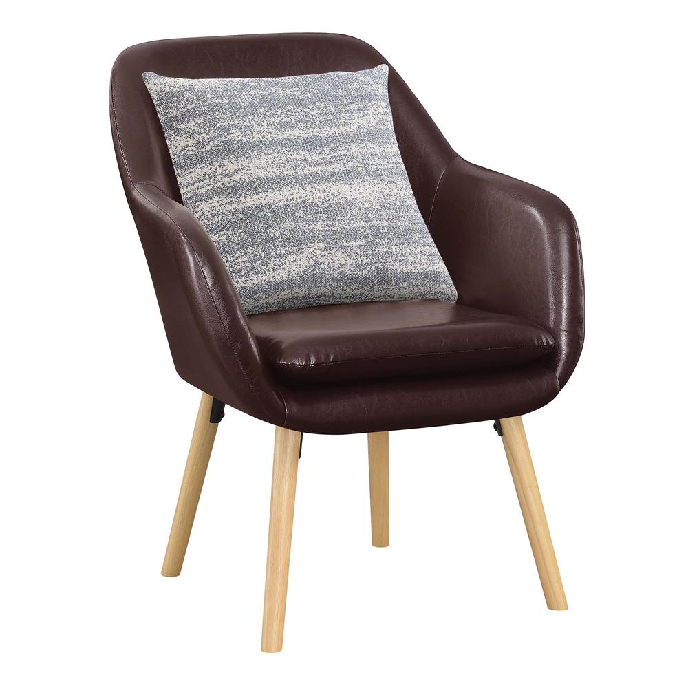 Take a Seat Charlotte Accent Chair, Espresso Faux Leather. Picture 2