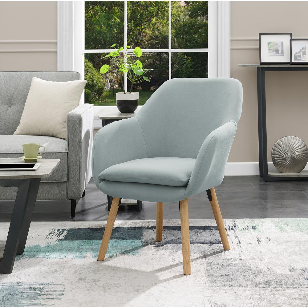 Take a Seat Charlotte Accent Chair, Sea Foam Blue Fabric. Picture 3