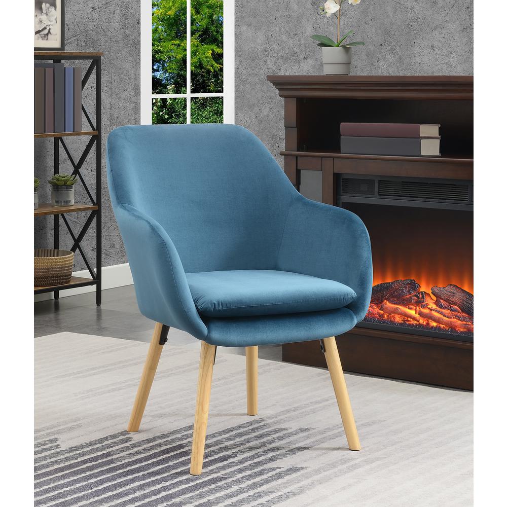 Take a Seat Charlotte Accent Chair, Blue Velvet. Picture 3