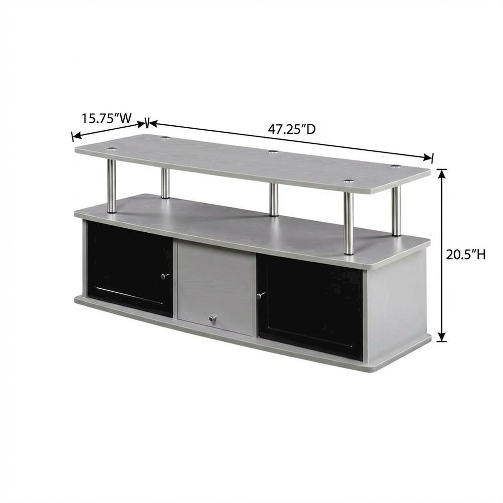 Gray TV Stand with 3 Cabinets and Shelf for 55-Inch TVs. Picture 7