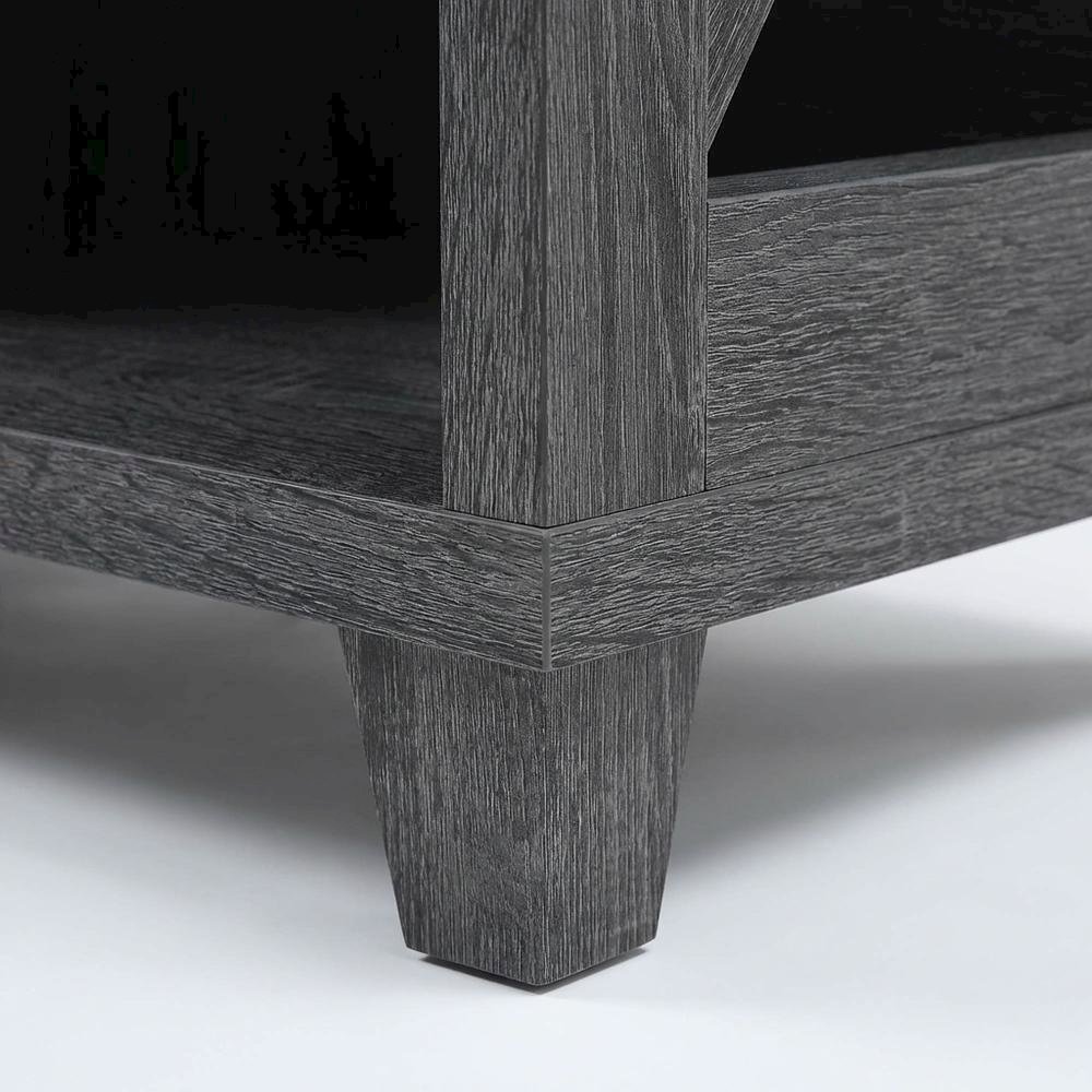 Gray Oxford Deluxe TV Stand with 2 Drawers and Shelves for 55-Inch Screens. Picture 6