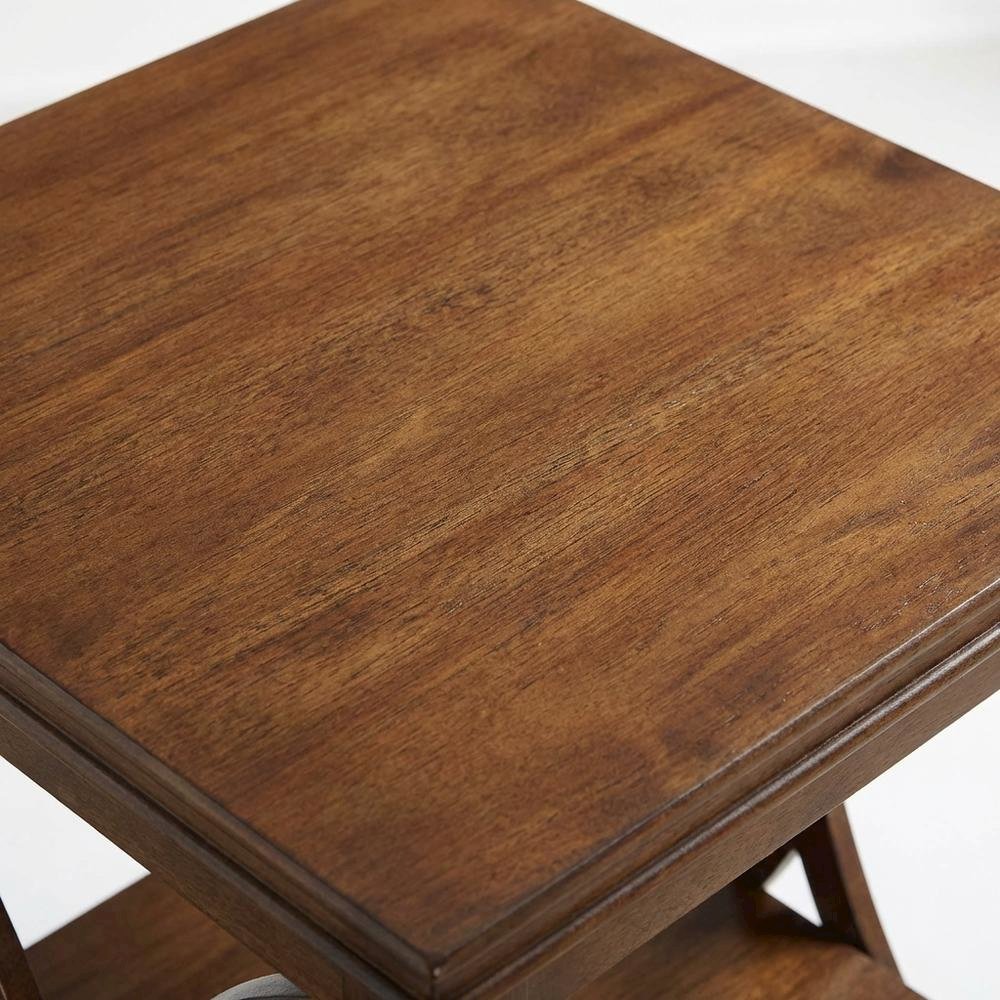 Modern End Table with Wooden Finish and Minimalist Design. Picture 6