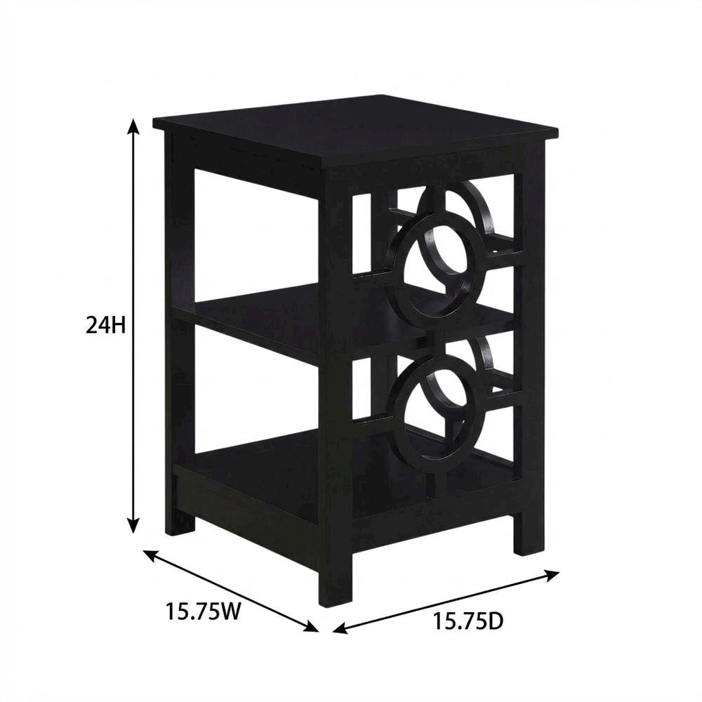 Black wooden end table with modern design and sleek finish. Picture 7