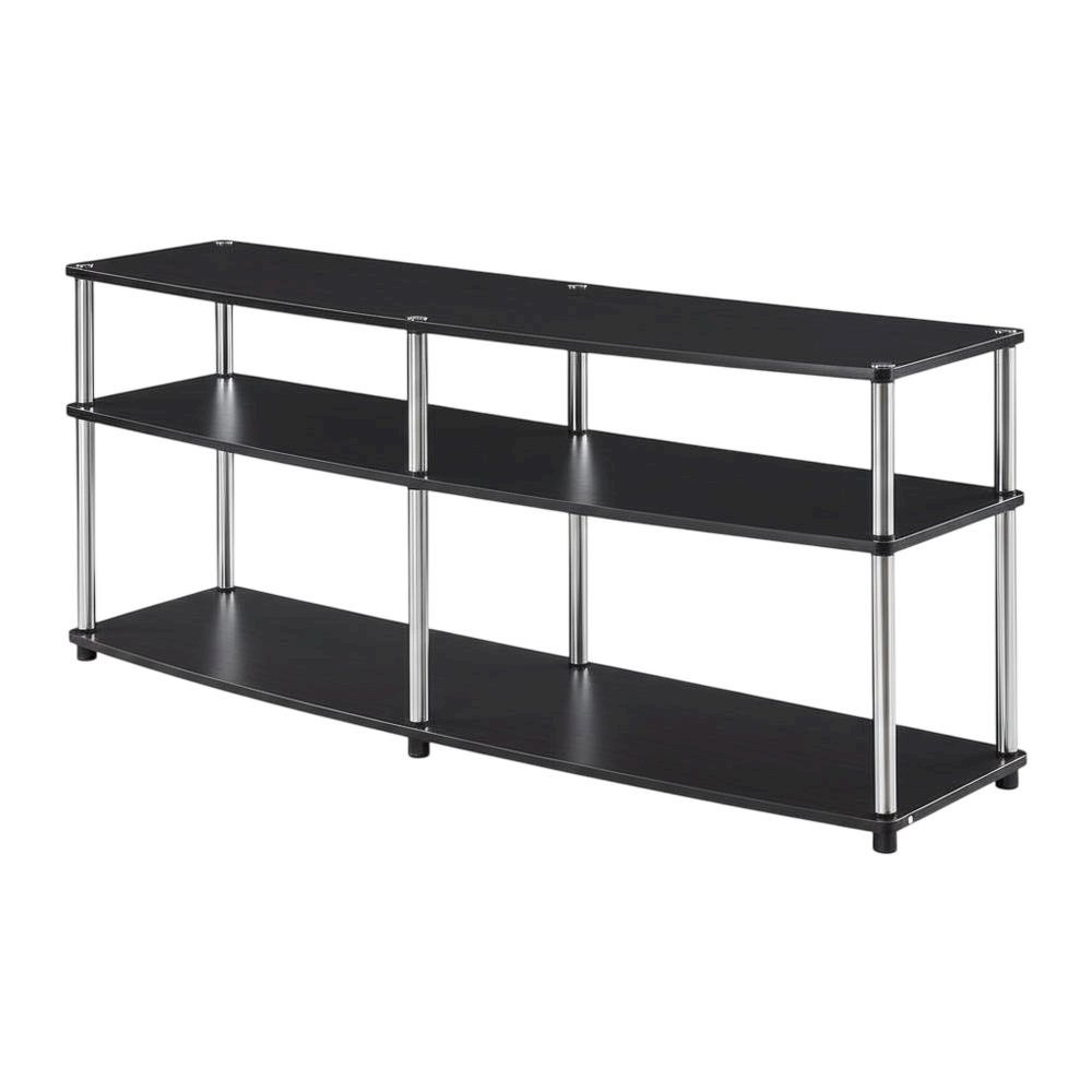 Espresso 3-Tier TV Stand, Particle Board, Steel Poles, 65-Inch Displays. Picture 1