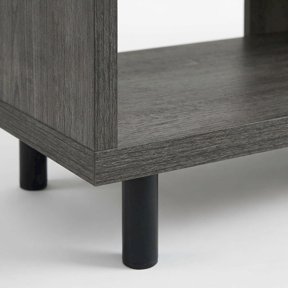 Gray TV stand with 1 drawer and shelves for 65-inch TVs, modern style. Picture 6