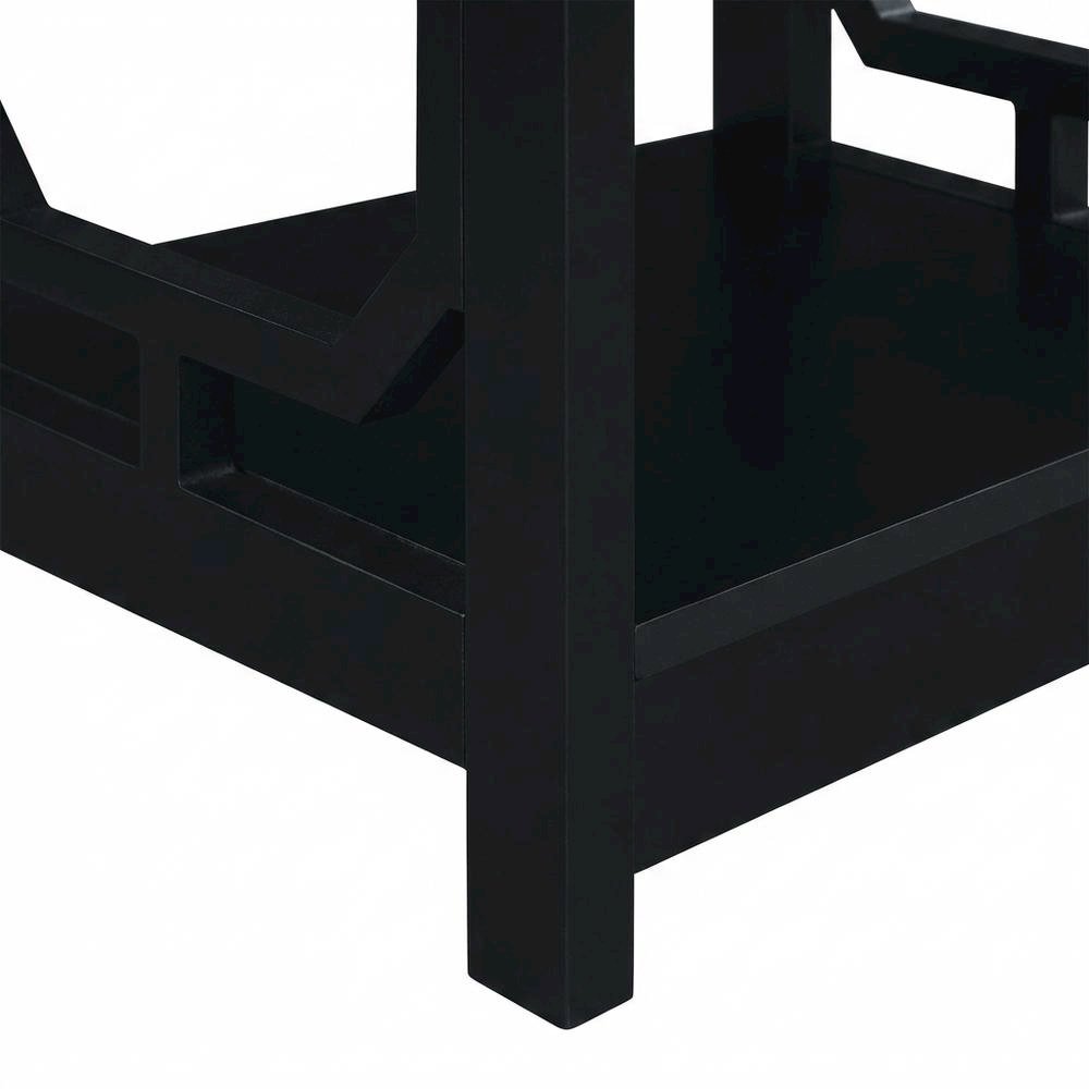 Black end table with single drawer for versatile living space use. Picture 6