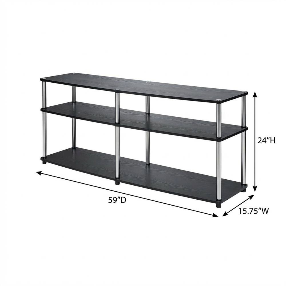 Black 3-Tier TV Stand with Particle Board and Metal Support. Picture 7