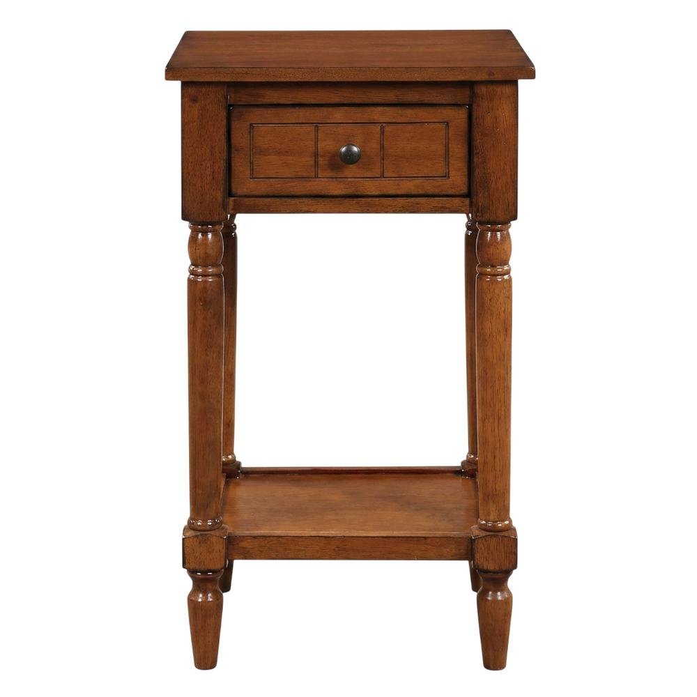 Traditional-style accent table with open shelf and compact design. Picture 4