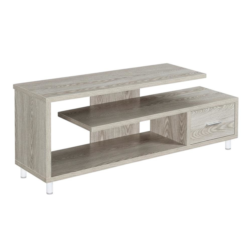 White Honeycomb Particle Board TV Stand with Shelves for up to 65-Inch TVs. Picture 1
