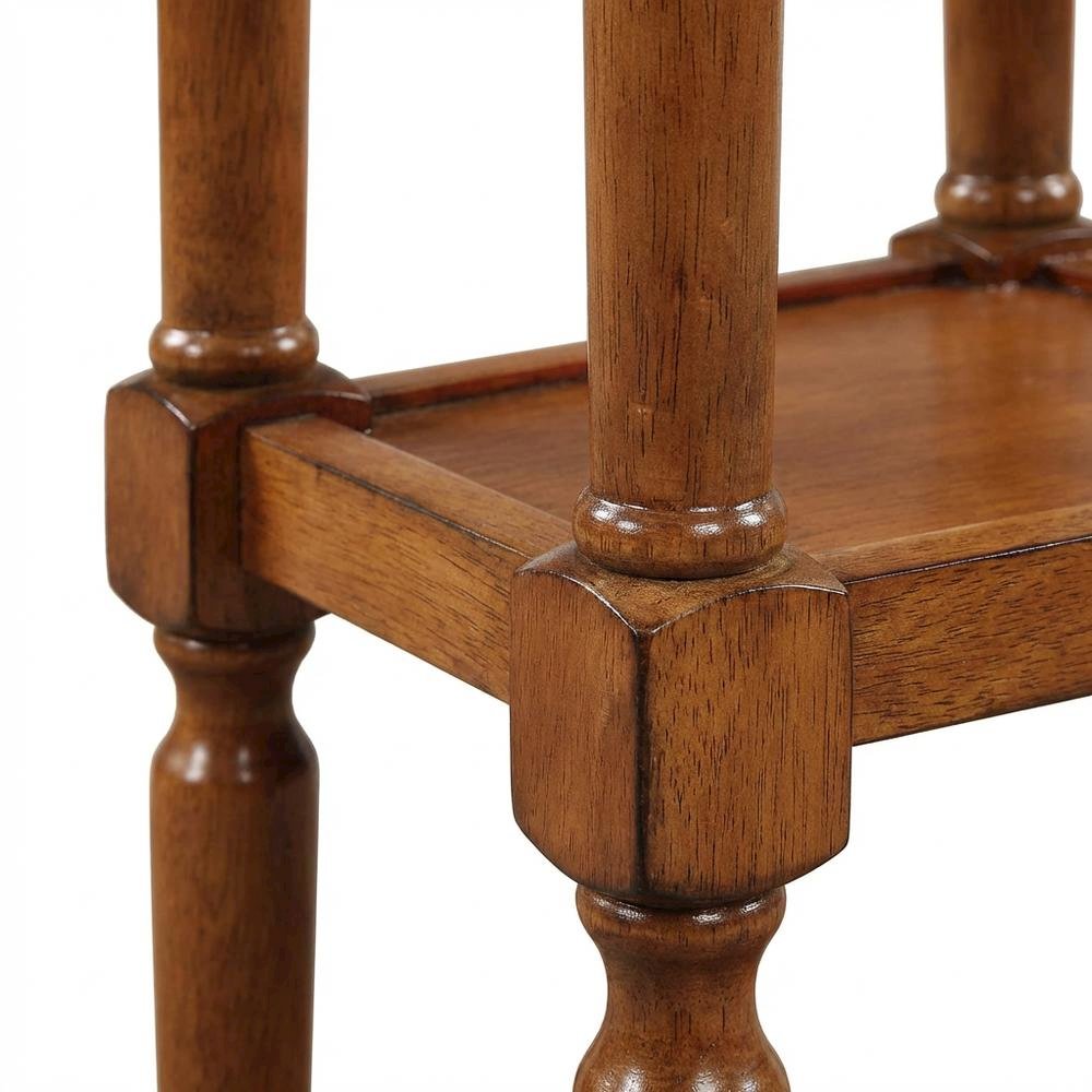 Traditional-style accent table with open shelf and compact design. Picture 5