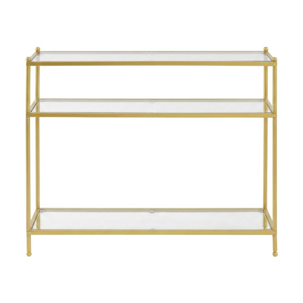 Glass console table with three tiers, modern design for versatile use. Picture 4