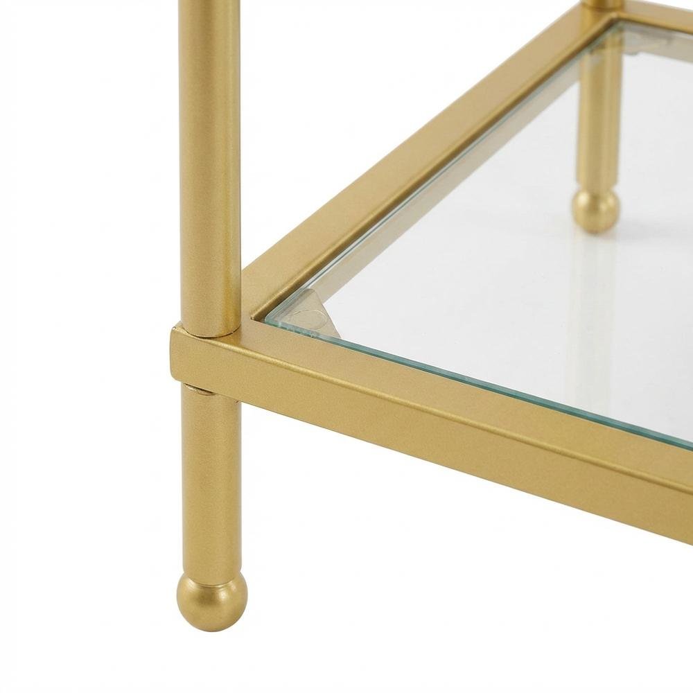 Glass console table with three tiers, modern design for versatile use. Picture 5