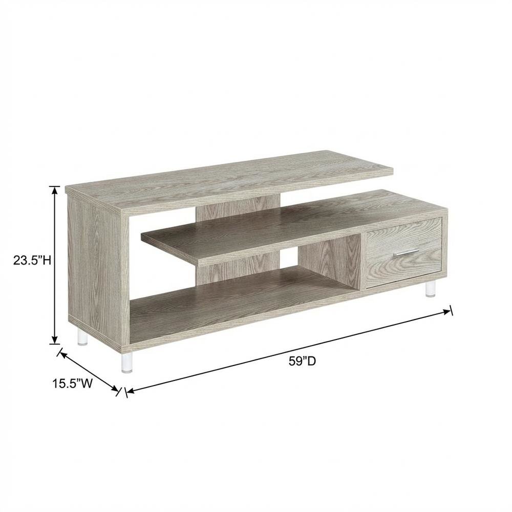 White Honeycomb Particle Board TV Stand with Shelves for up to 65-Inch TVs. Picture 7