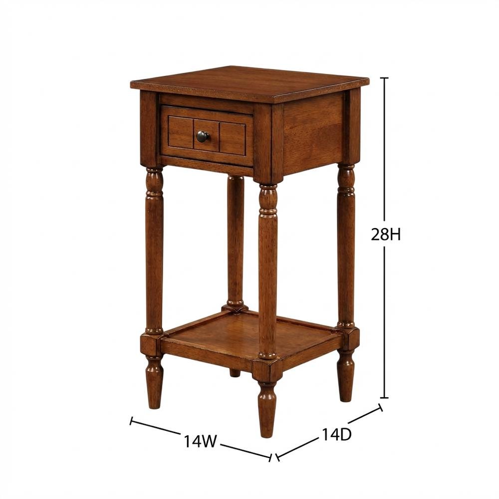 Traditional-style accent table with open shelf and compact design. Picture 7