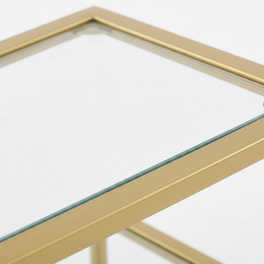 Glass console table with three tiers, modern design for versatile use. Picture 6