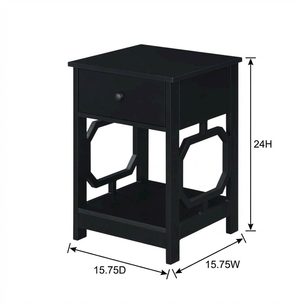 Black end table with single drawer for versatile living space use. Picture 7