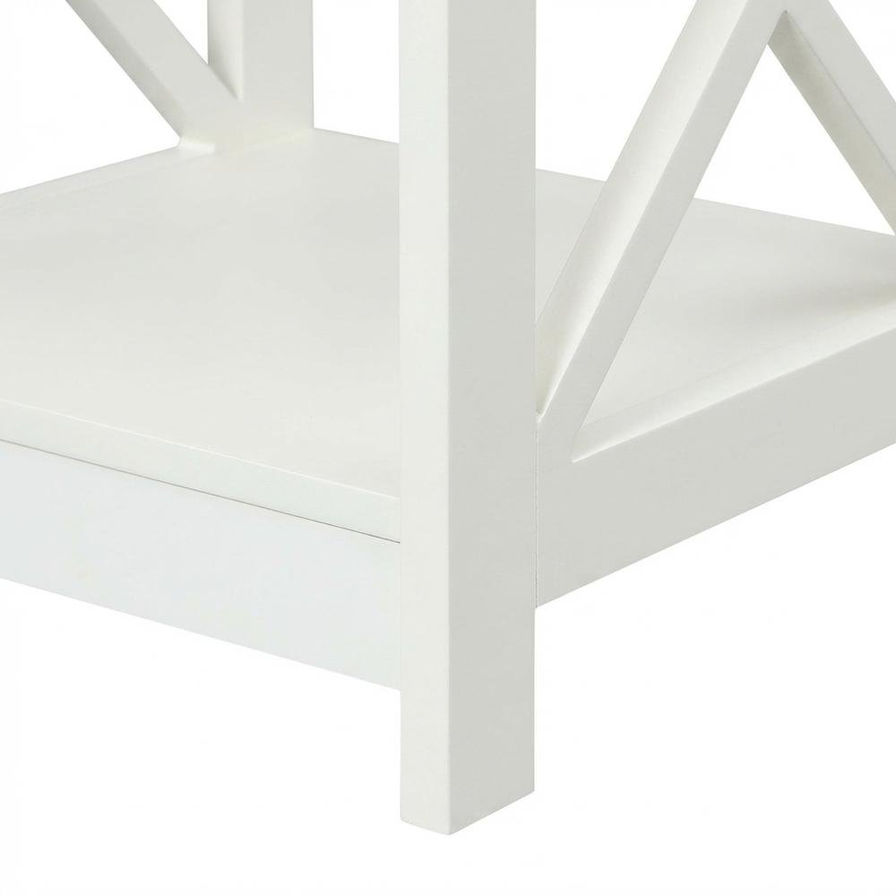 White 1-Drawer End Table with Modern Square Design. Picture 5