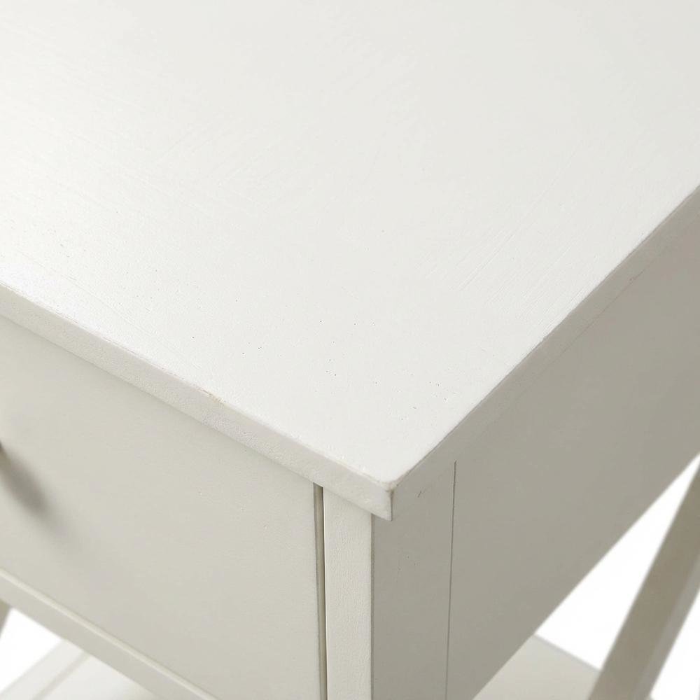 White 1-Drawer End Table with Modern Square Design. Picture 6