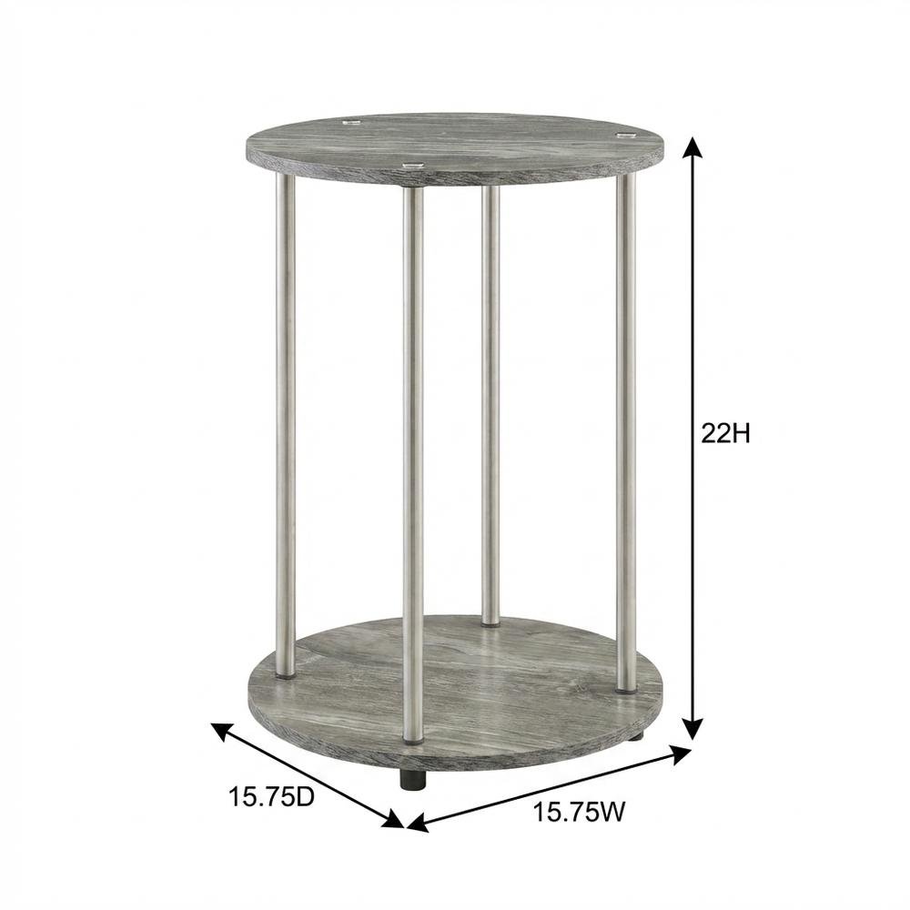 Round End Table with Faux Gray Marble Finish and Chrome Frame. Picture 7