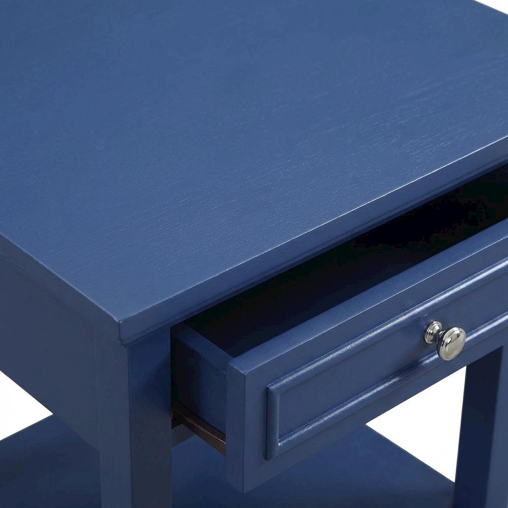 Cobalt Blue End Table with 1 Drawer and Pull-Out Shelf for Living Room. Picture 5