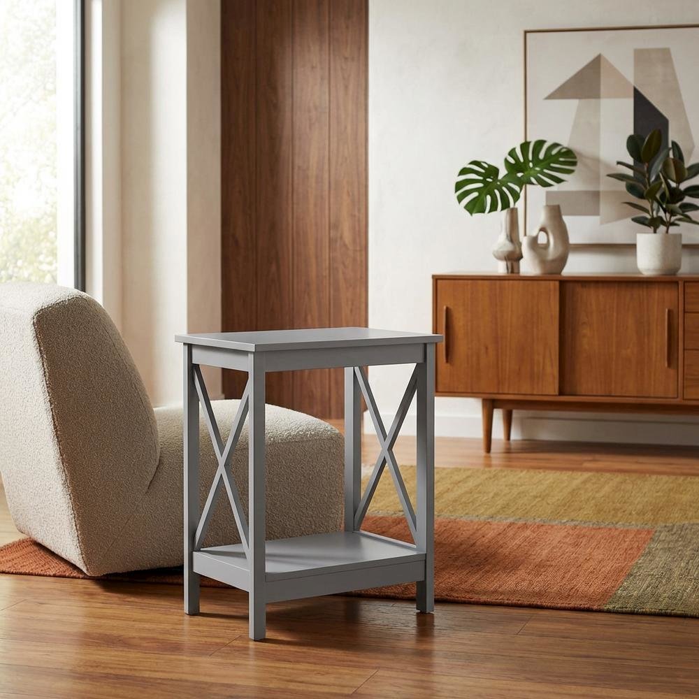Wooden end table with shelf for living room or bedroom use. Picture 2