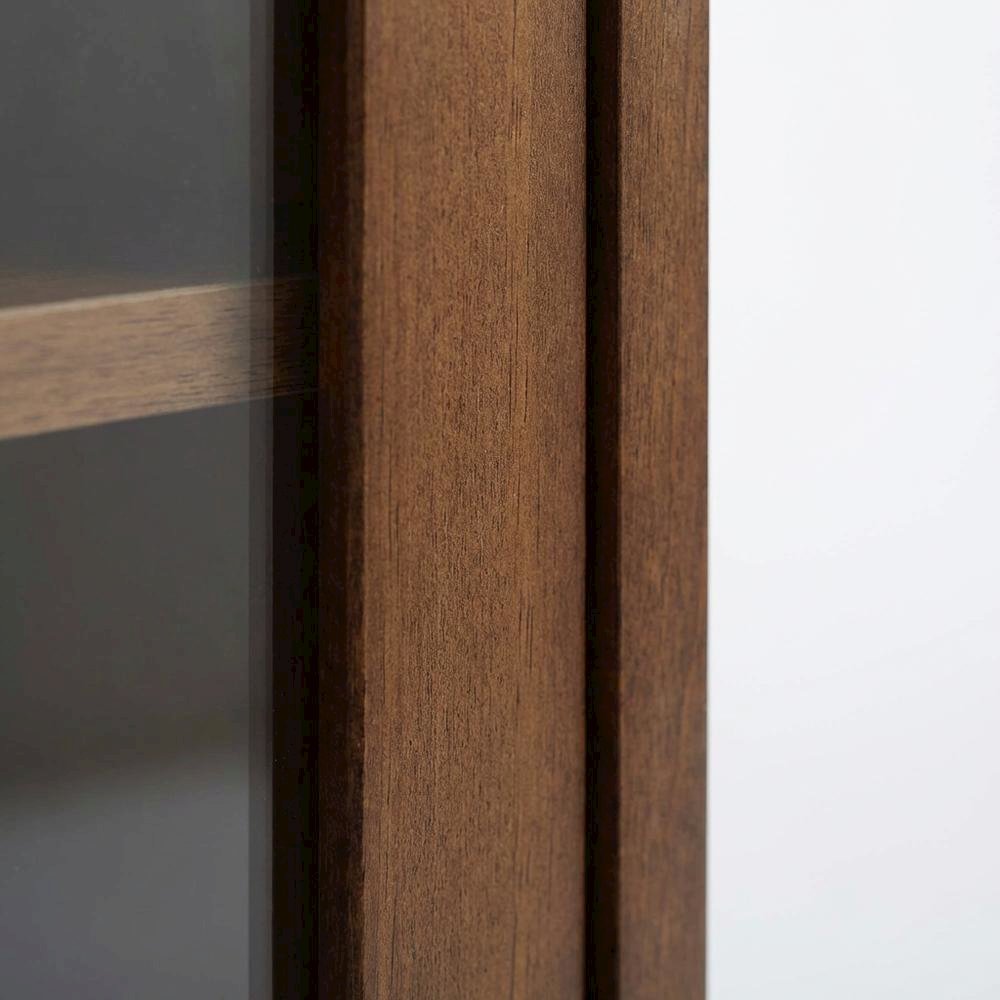 Dark Walnut TV Stand with MDF and Tempered Glass Finish for 55-Inch TVs. Picture 5