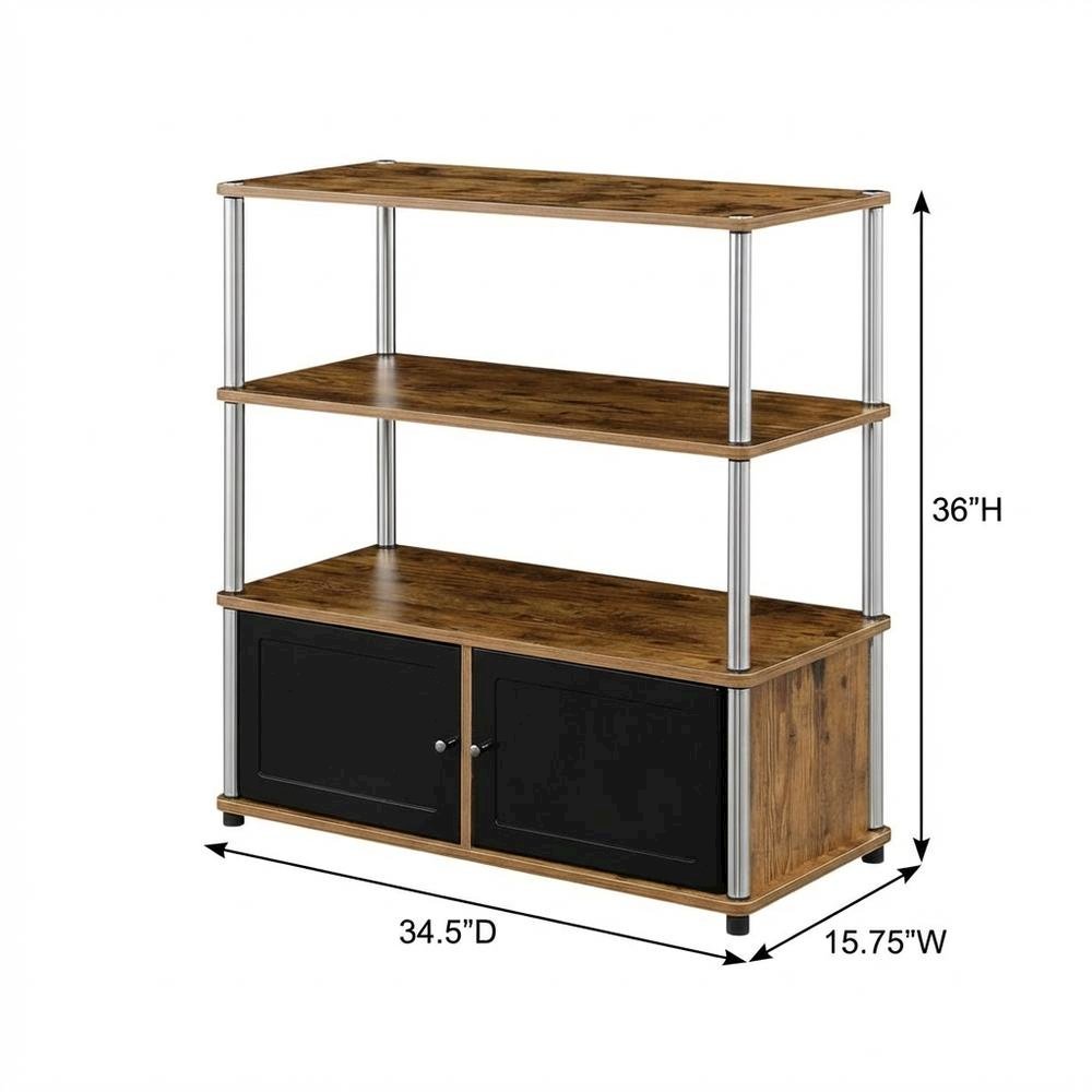 Barnwood TV Stand with Storage Cabinets and Shelves for 40-Inch TVs. Picture 7