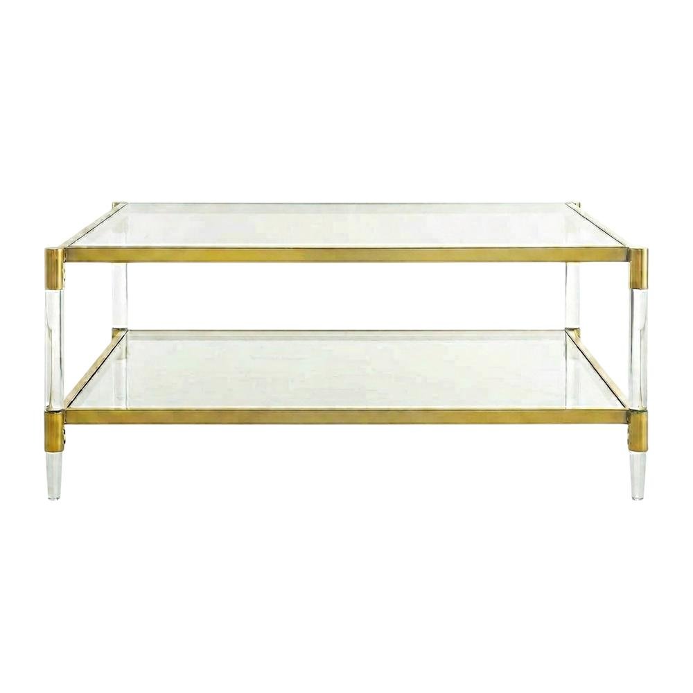 Clear Acrylic Square Coffee Table with 2 Tiers and Contemporary Style. Picture 4