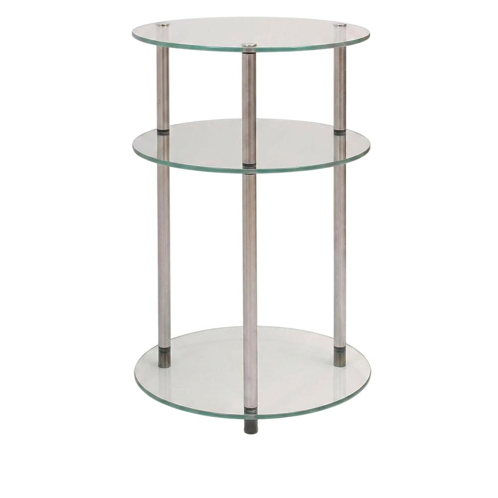 Round Glass Accent Table with 3 Tiers for Living Room and Lounge Spaces. Picture 4