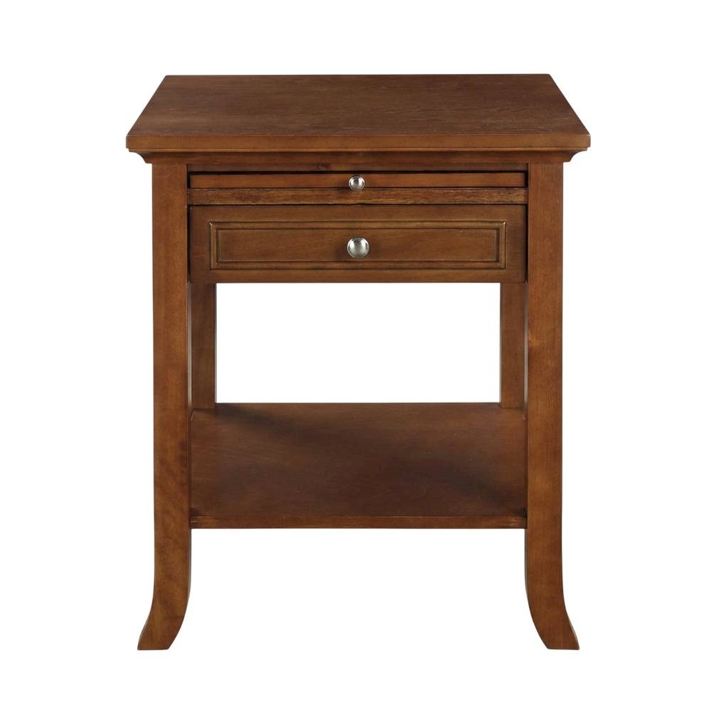 Wooden End Table with Drawer and Slide for Living Room Decor. Picture 4