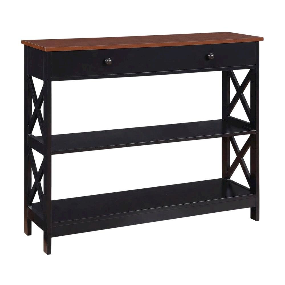 Wooden 1-Drawer Console Table with Shelves and Modern Design. Picture 4