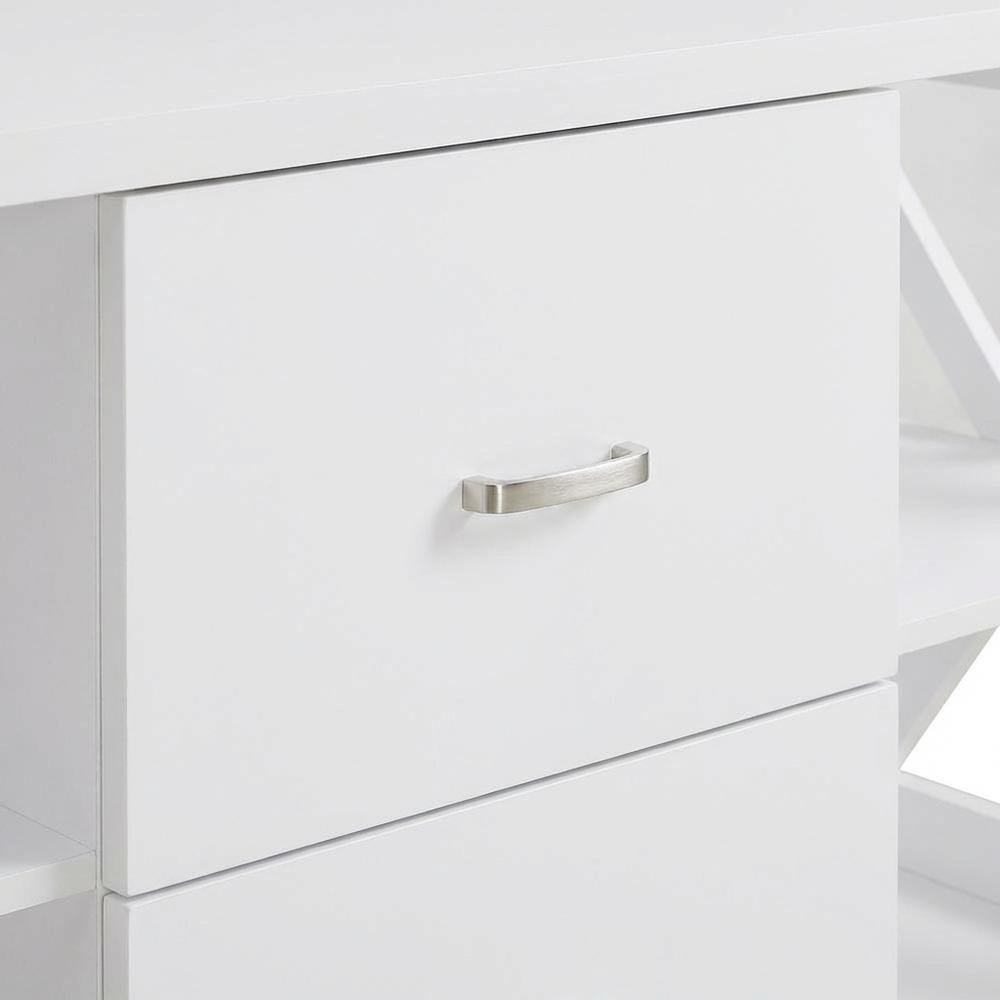 White Oxford Deluxe TV Stand, 2 Drawers, Shelves, Up to 55-Inch Screens. Picture 5