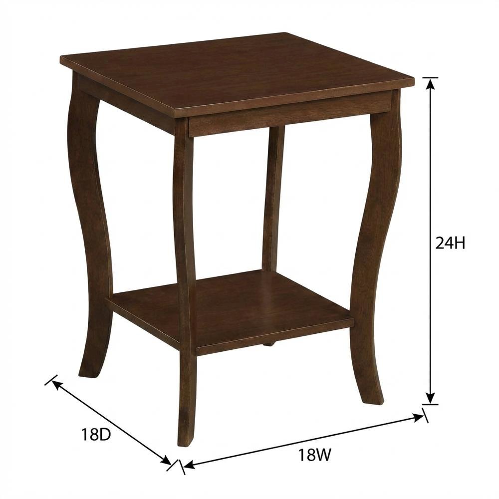 Espresso Square End Table for Living Room and Bedroom with Modern Design. Picture 7