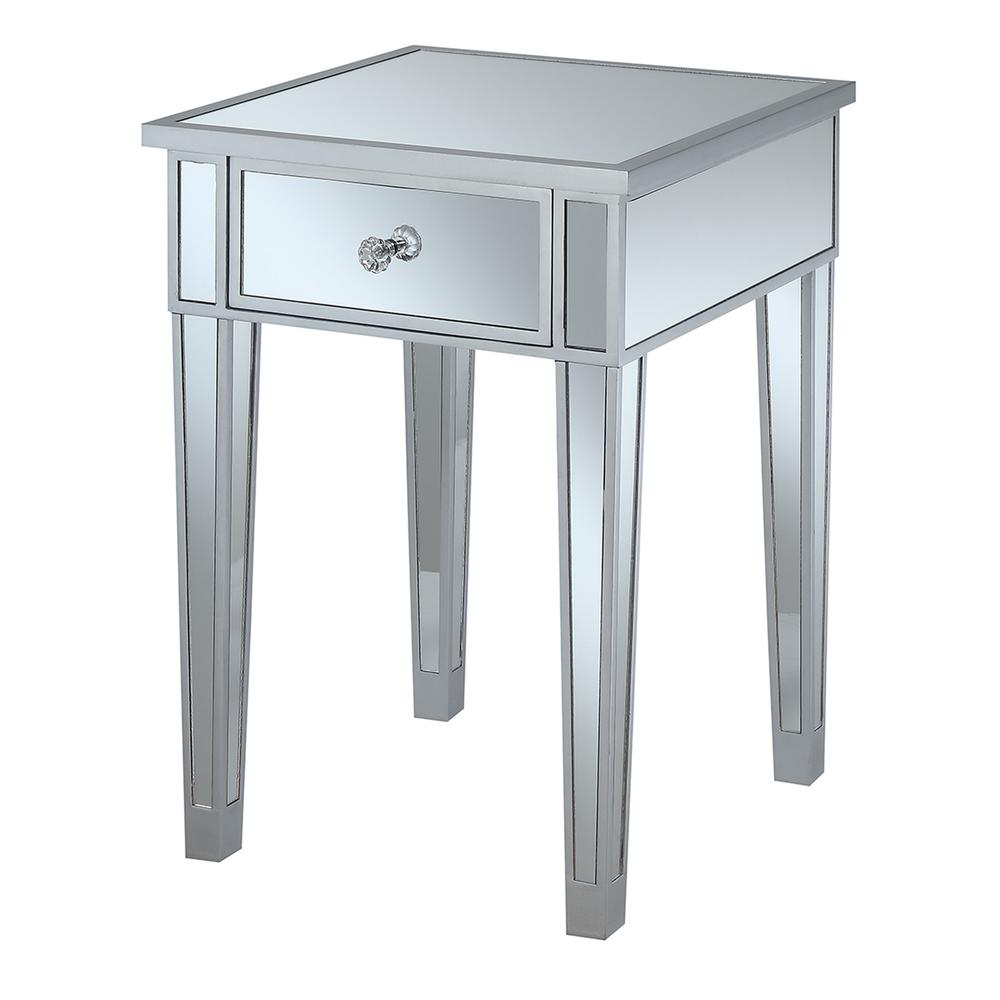 Gold Coast Mirrored End Table with Drawer. Picture 1