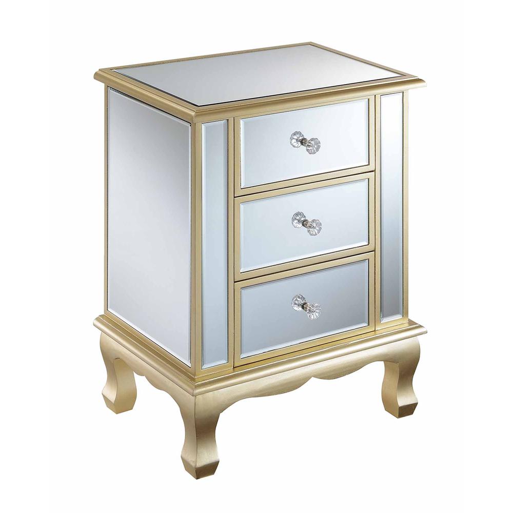 Gold Coast Vineyard 3 Drawer Mirrored End Table. Picture 4