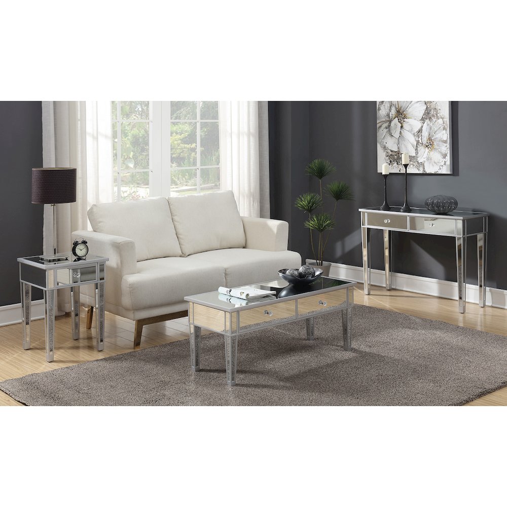 Gold Coast Mirrored 2 Drawer Desk/Console Table. Picture 4