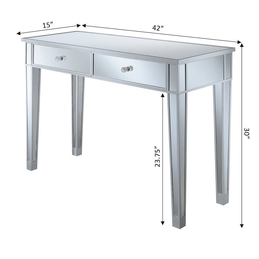 Gold Coast Mirrored 2 Drawer Desk/Console Table. Picture 5
