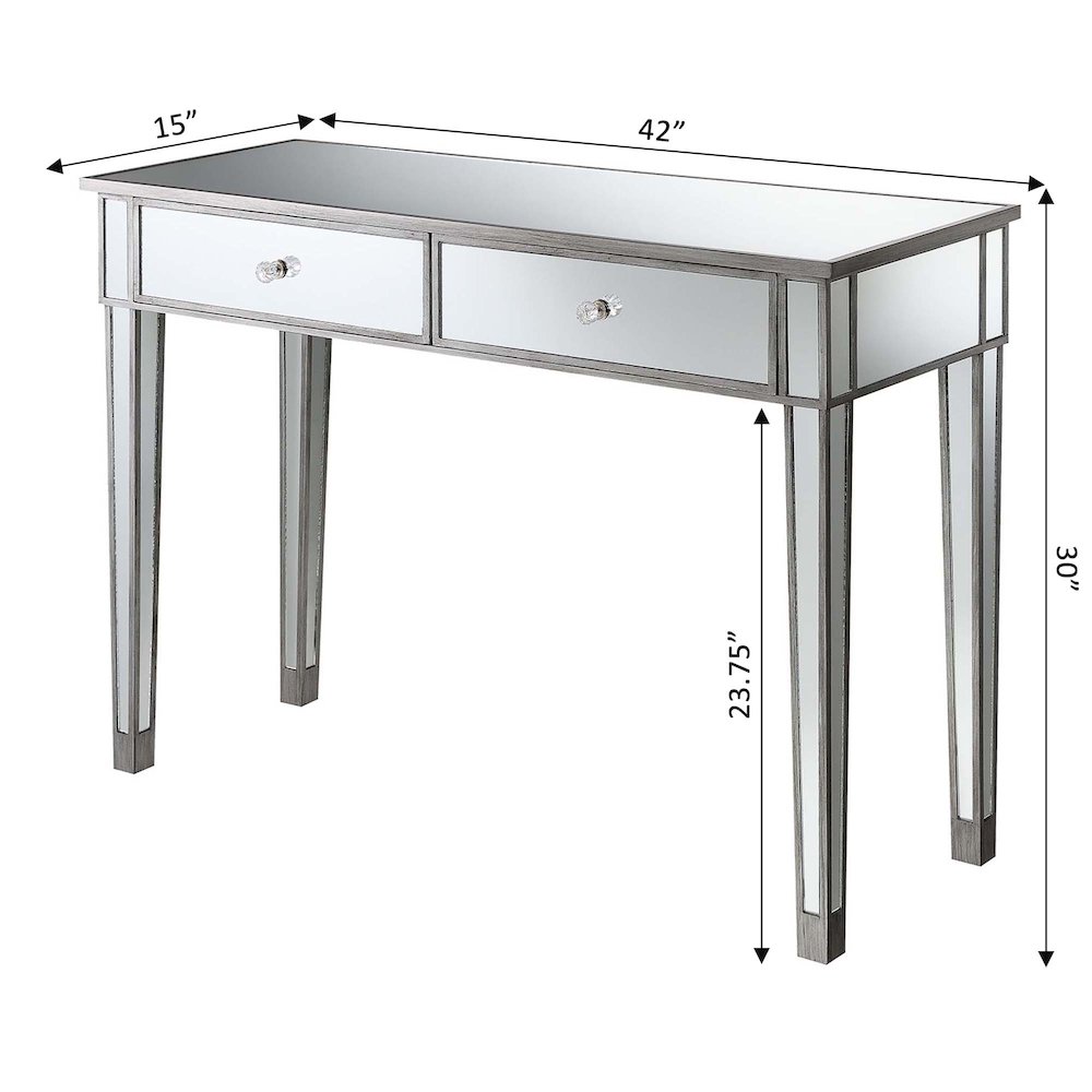 Gold Coast Mirrored 2 Drawer Desk/Console Table. Picture 6
