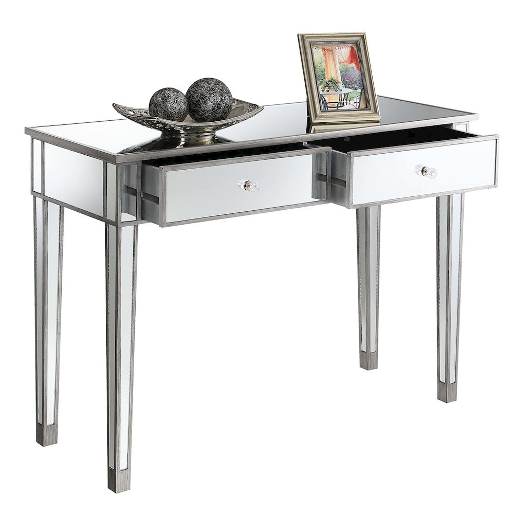 Gold Coast Mirrored 2 Drawer Desk/Console Table. Picture 3