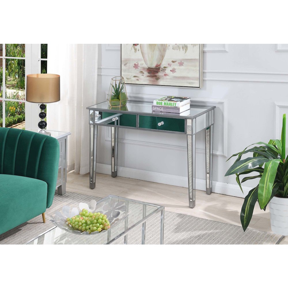 Gold Coast Mirrored 2 Drawer Desk/Console Table. Picture 5