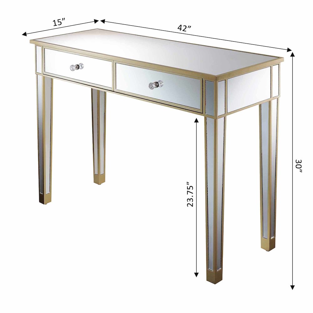 Gold Coast Mirrored 2 Drawer Desk/Console Table. Picture 10