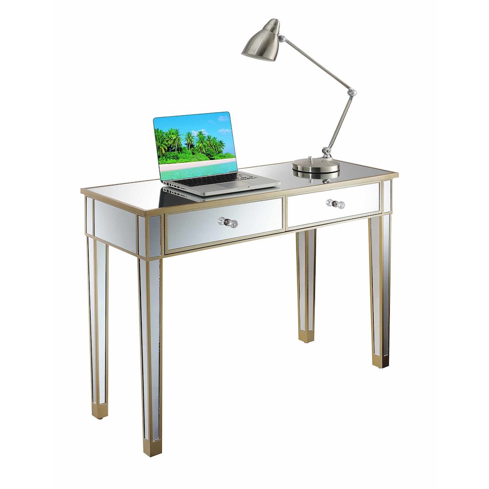 Gold Coast Mirrored 2 Drawer Desk/Console Table. Picture 2