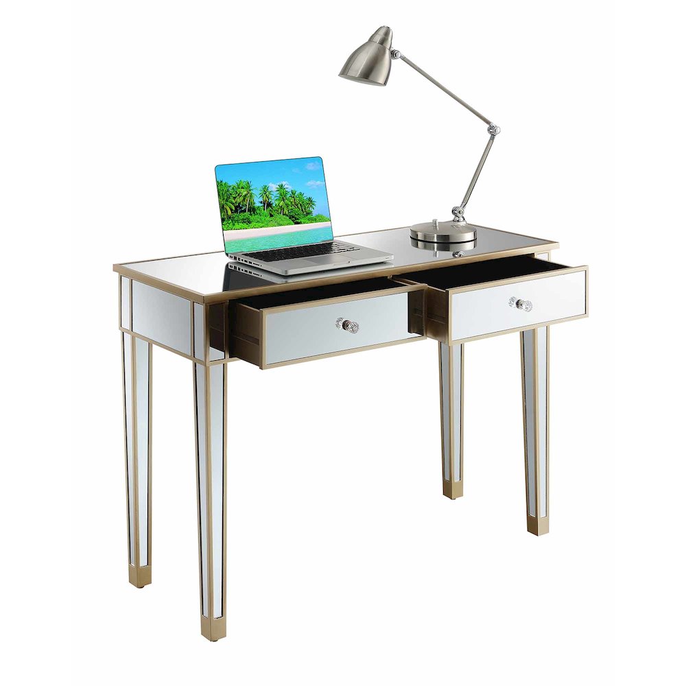 Gold Coast Mirrored 2 Drawer Desk/Console Table. Picture 4