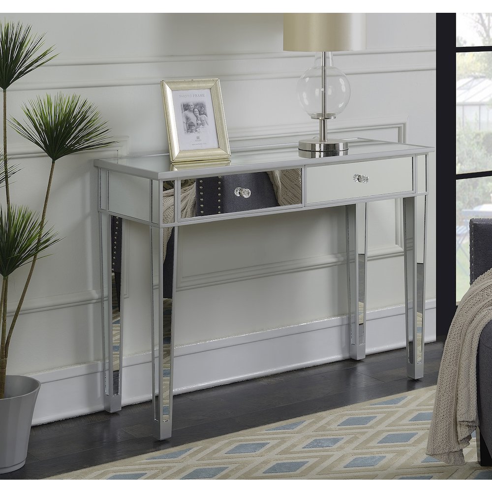 Gold Coast Mirrored 2 Drawer Desk/Console Table. Picture 3