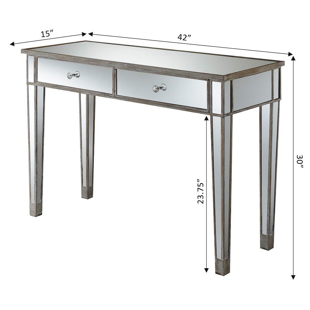 Gold Coast Mirrored 2 Drawer Desk/Console Table. Picture 3